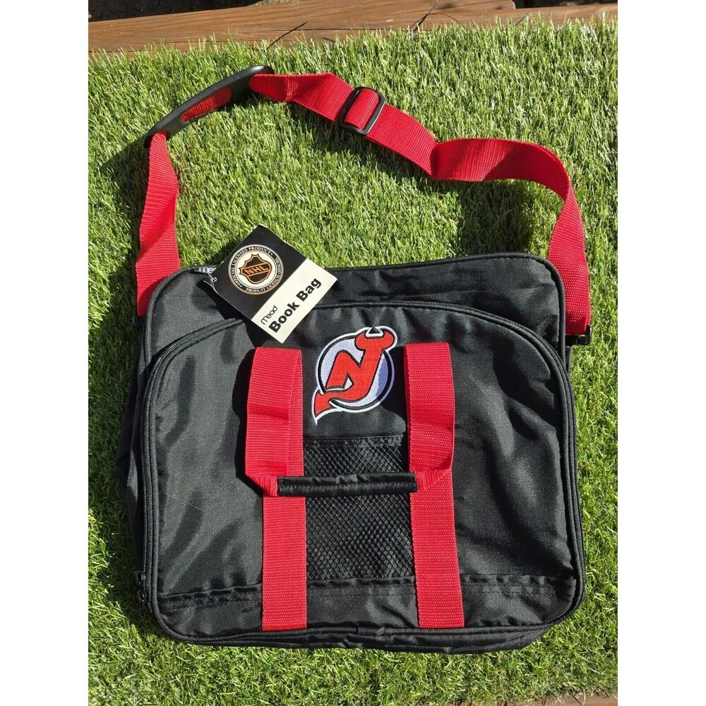Vtg 90s Mead NHL New Jersey Devils Messenger Carry-on Gym Laptop Book Bag NWT